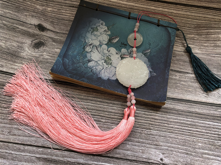 古风流苏挂饰天然阿富汗玉龙凤配车挂玉佩腰配工艺礼品玉石挂件