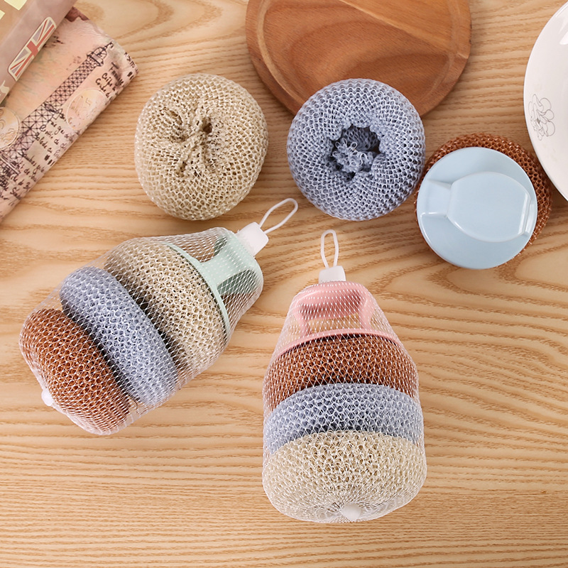 彩色竹纤维清洁球 厨房刷锅洗碗清洁球去污不沾油纤维清洁球批发