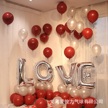 批发宝石红气球立柱套餐结婚七夕婚房装饰告白求婚气球场景布置
