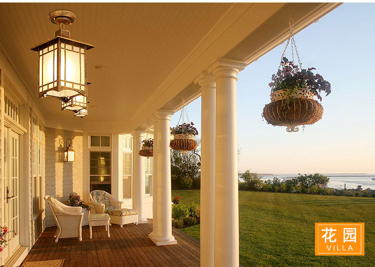 户外吊灯防水美式阳台走廊中式室外花园别墅欧式铝材家用庭院吊灯