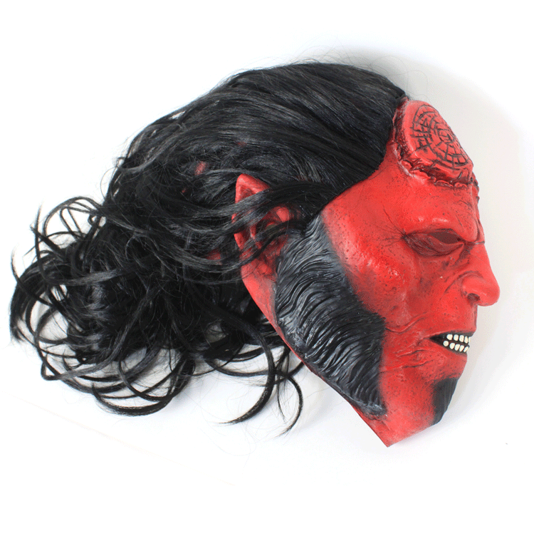 地狱男爵新款面具恐怖乳胶假发头套hellboy周边cosplay万圣节道具