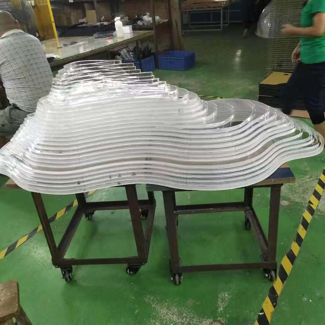 弧形亚克力热弯板折弯直角有机玻璃异型热弯透明亚克力弧形加工