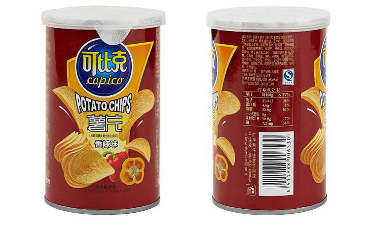 达利园可比克45g薯片桶装油炸型土豆片膨化食品休闲食品批发