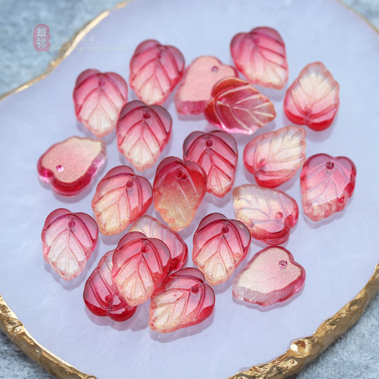 捷克琉璃金粉人鱼姬花瓣 diy手工古风头饰发簪步摇制作材料配件