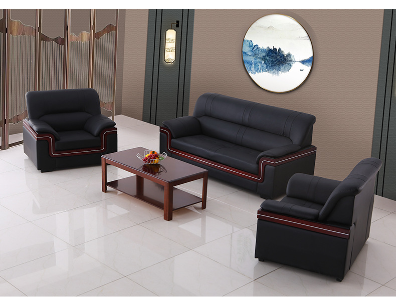 领导办公室家具经典中式三人位商务接待会客单座沙发茶几组合现货