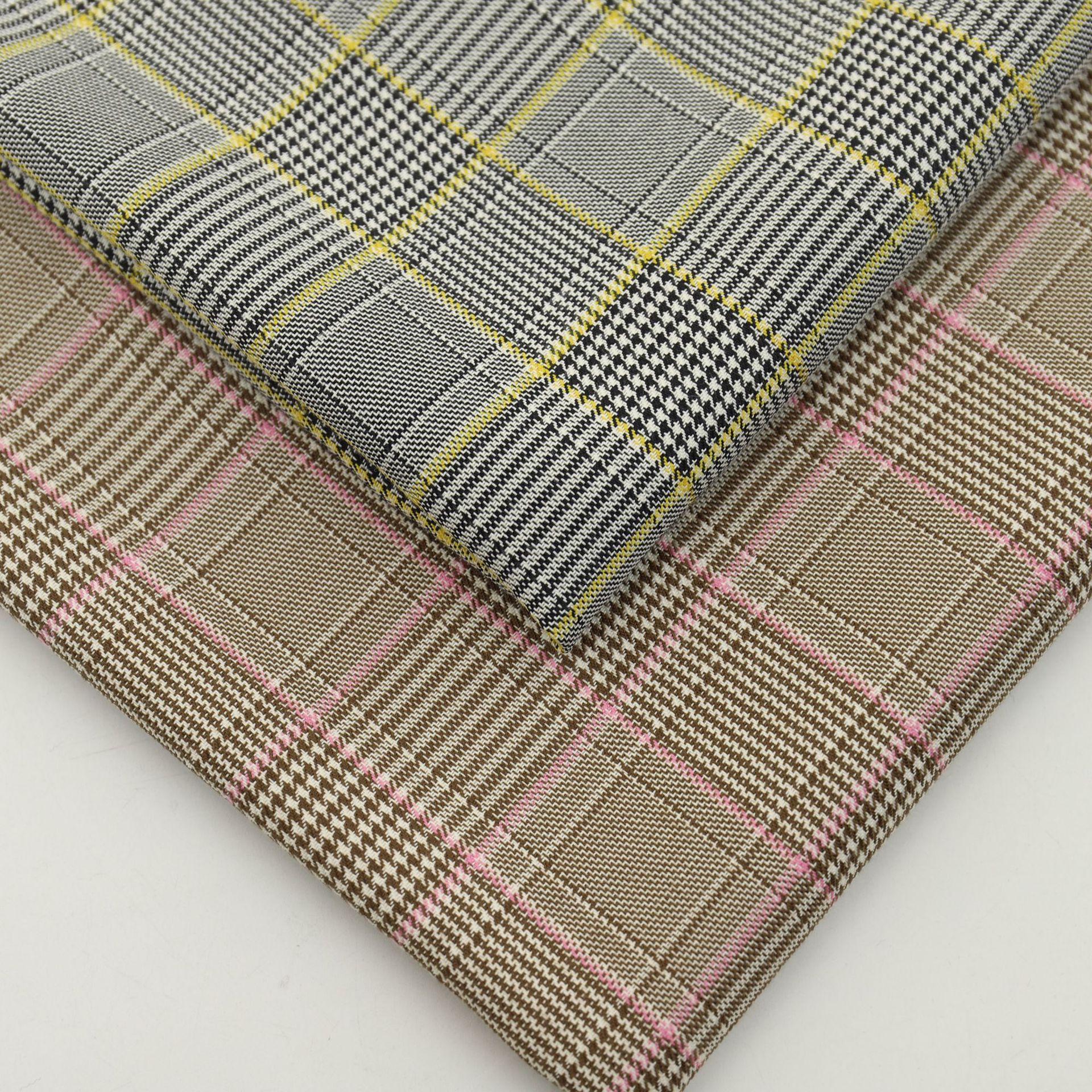 tr色织弹力斜纹千鸟格jk百褶短裙日韩西装休闲套装面料新款现货