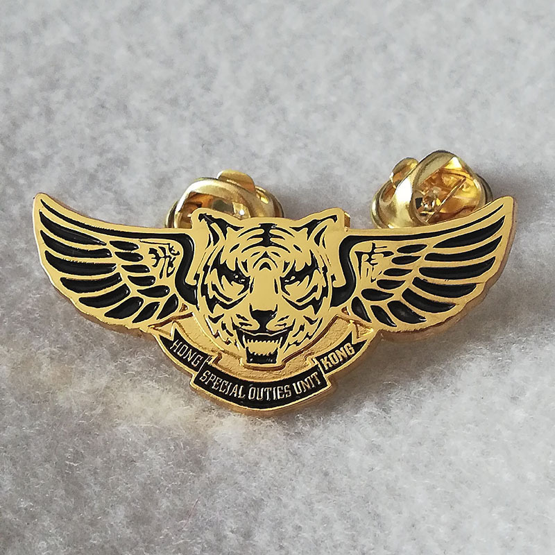 香港飞虎队金属徽章烤漆滴油工艺金银色hk金属礼品纪念品免费设计