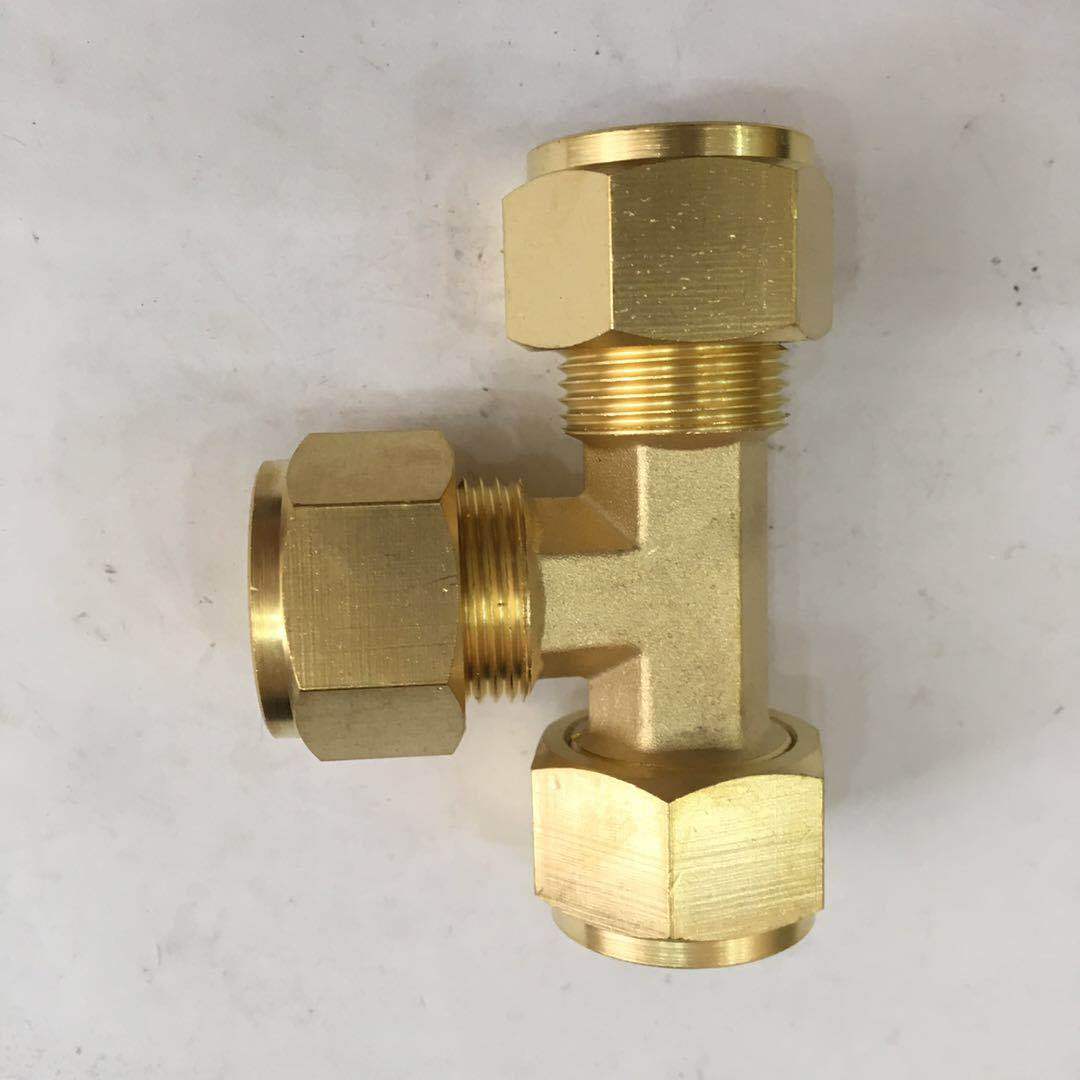 专业生产双卡套三通16铜管式卡套接头船舶卡套接头三通