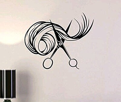 外贸专供创意剪刀图案理发店美发沙龙橱窗玻璃贴纸可定制颜色