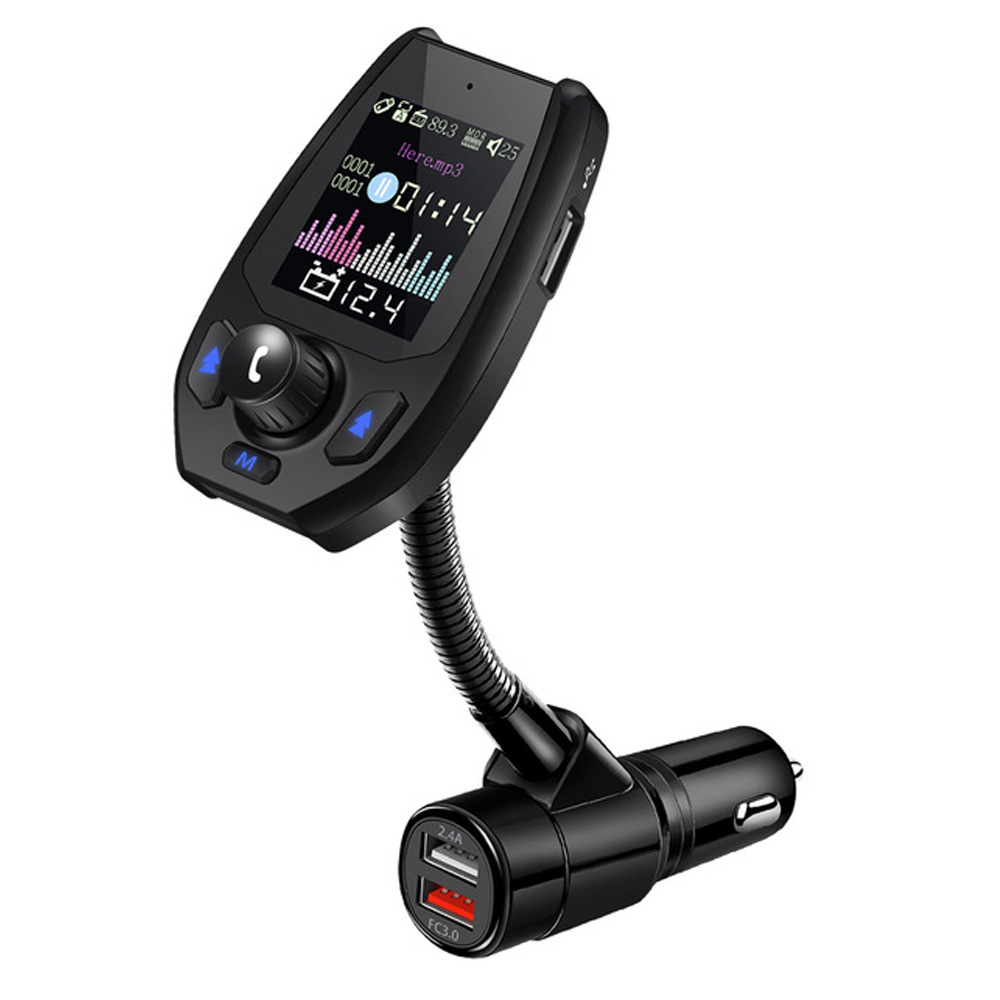0车载fm发射器qc3.0车载fm发射器快充插卡蓝牙免提fm发射器