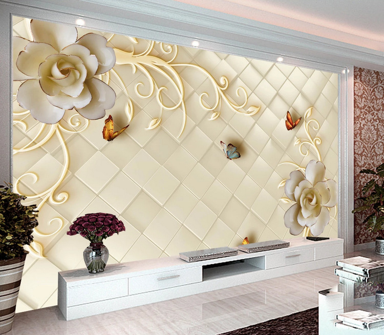 18d超浮雕水晶立体欧式花纹背景墙