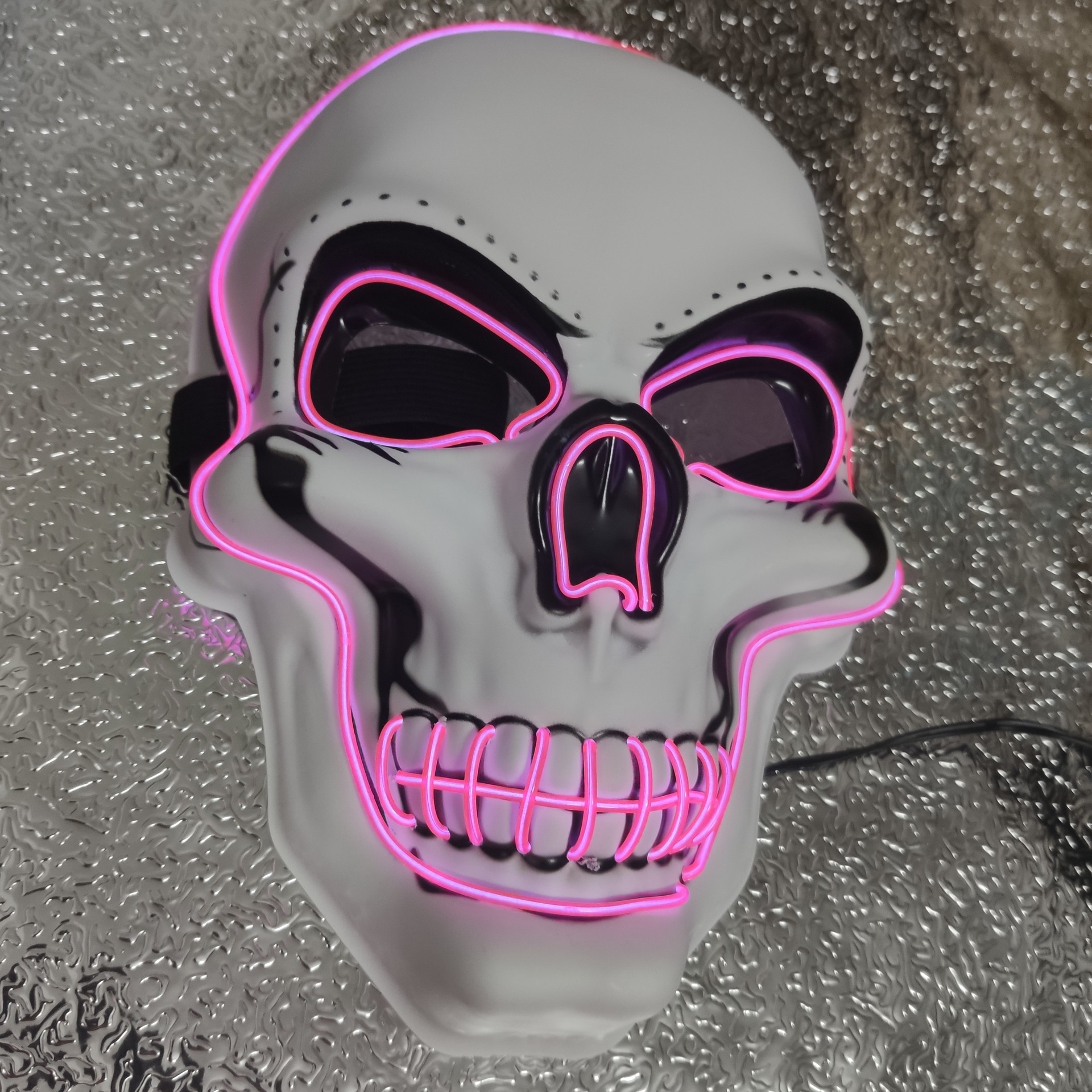 el万圣节恐怖发光led面具 吓人鬼节冷光面罩 cosled骷髅头全脸