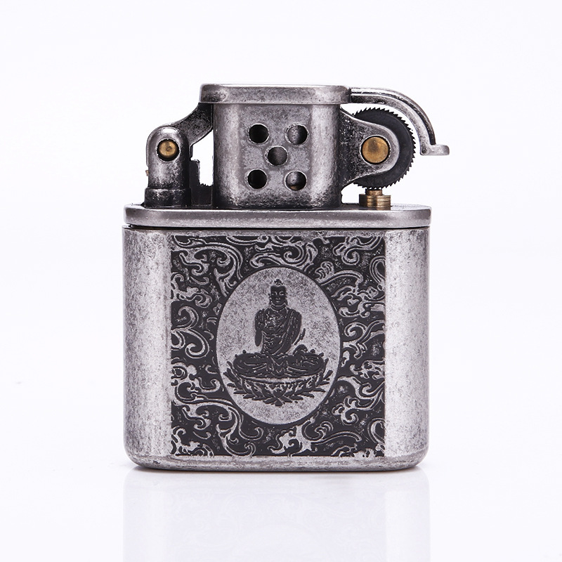 Zorro Zorro Sterling Silver Antique Shell Lighter Antique Silver Six Words Mantra Xiangyun Buddha Master Lighter