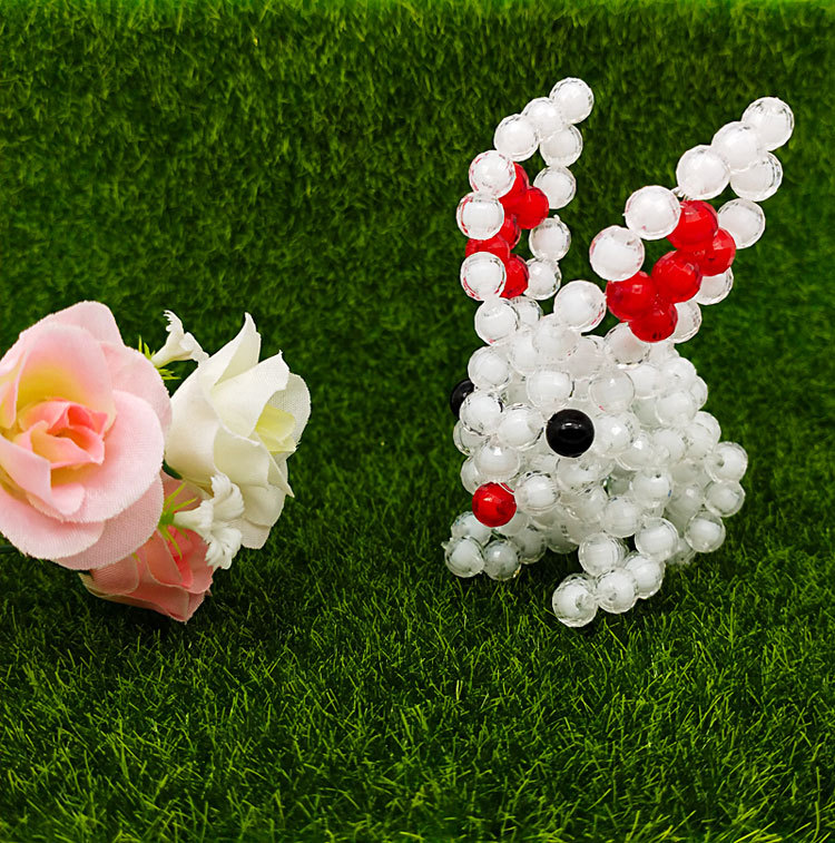 手工串珠大耳朵兔可爱十二生肖摆件礼物微商精品货源成品厂价批发