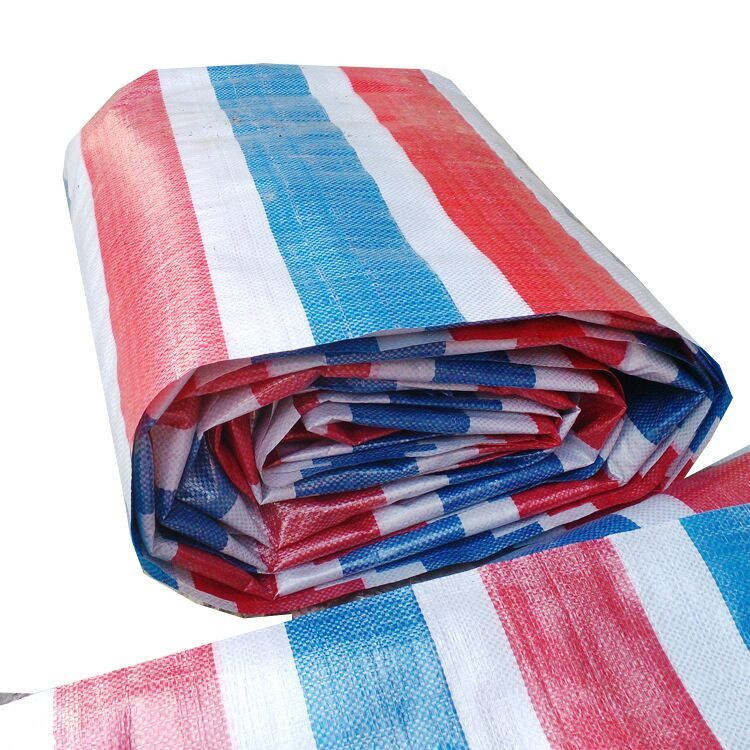 厂家生产彩条布防晒防雨盖货篷布蓝灰布三色塑料布防水布编制篷布