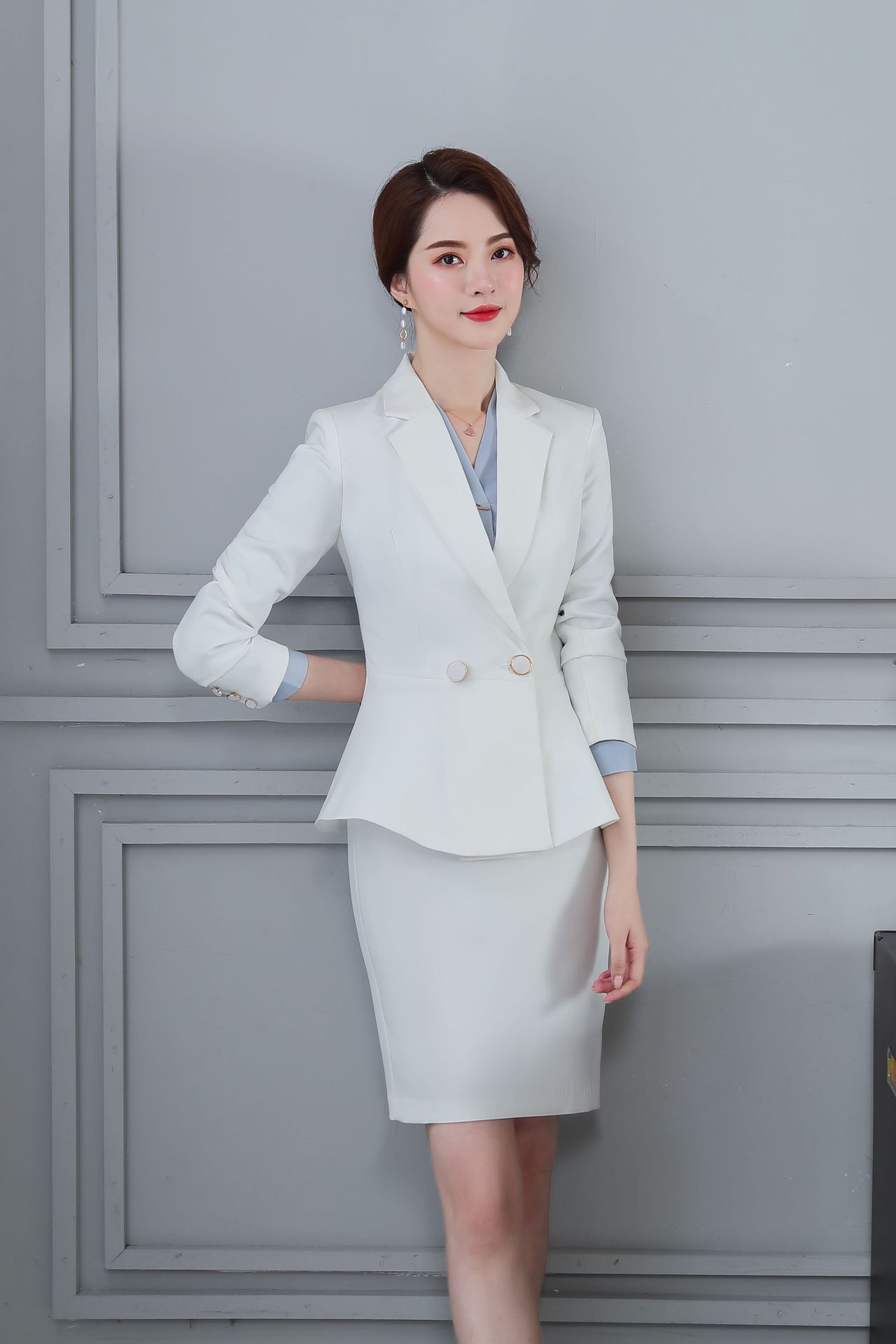 2020春秋职业装酒店前台工作服ol女时尚装美容院养生馆西服套装