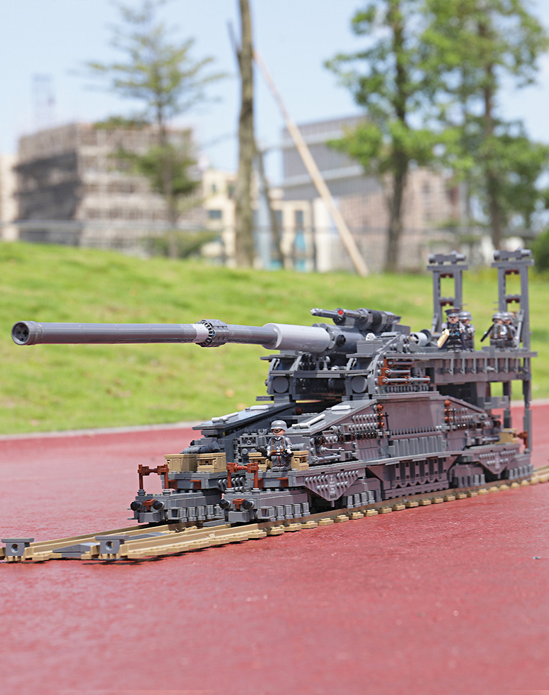 开智10005多拉巨炮古斯塔夫列车炮模型大型积木大人难度拼装玩具