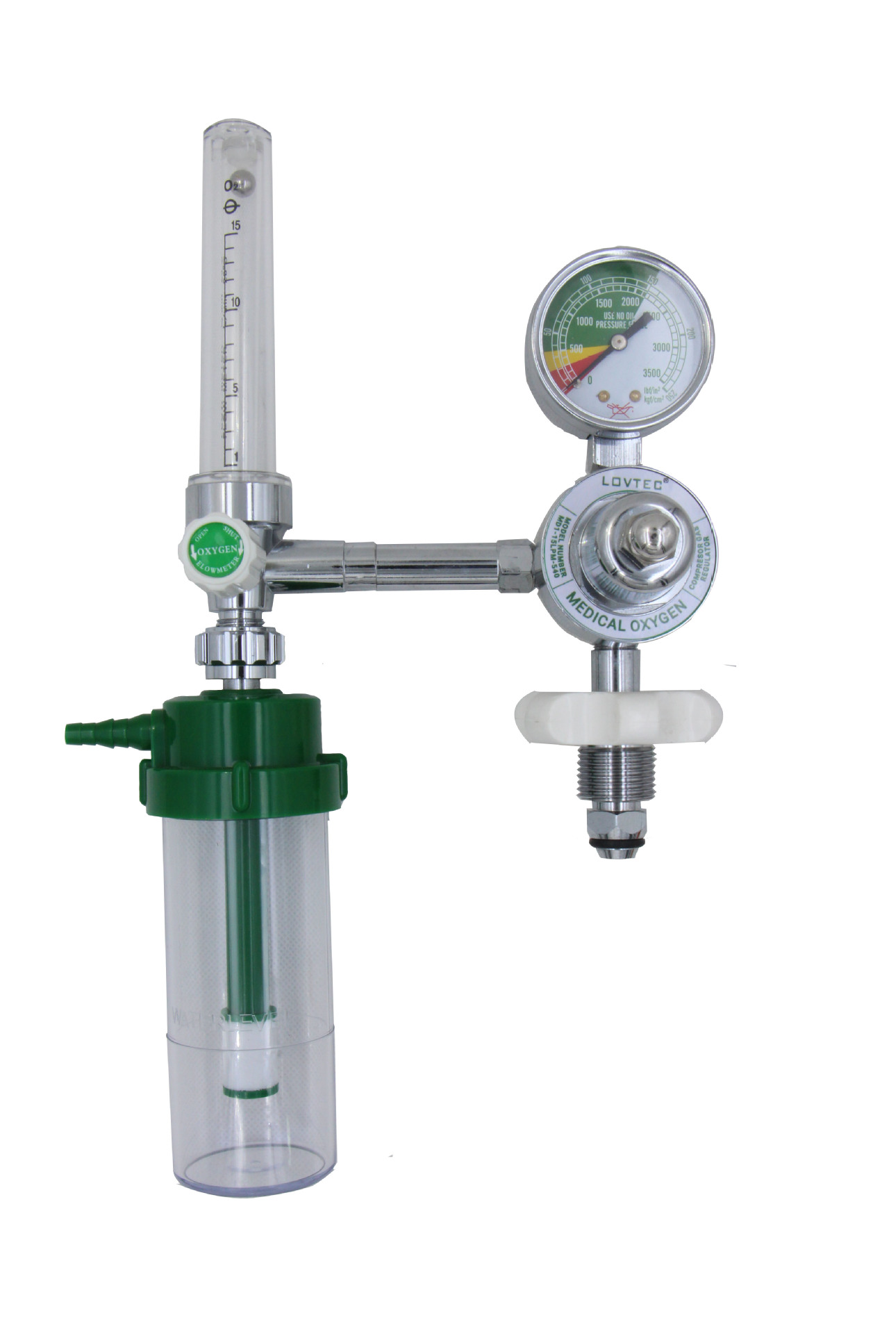 头向下氧气吸入器 膜片式氧气减压器 带湿化杯 流量计 0-15lpm