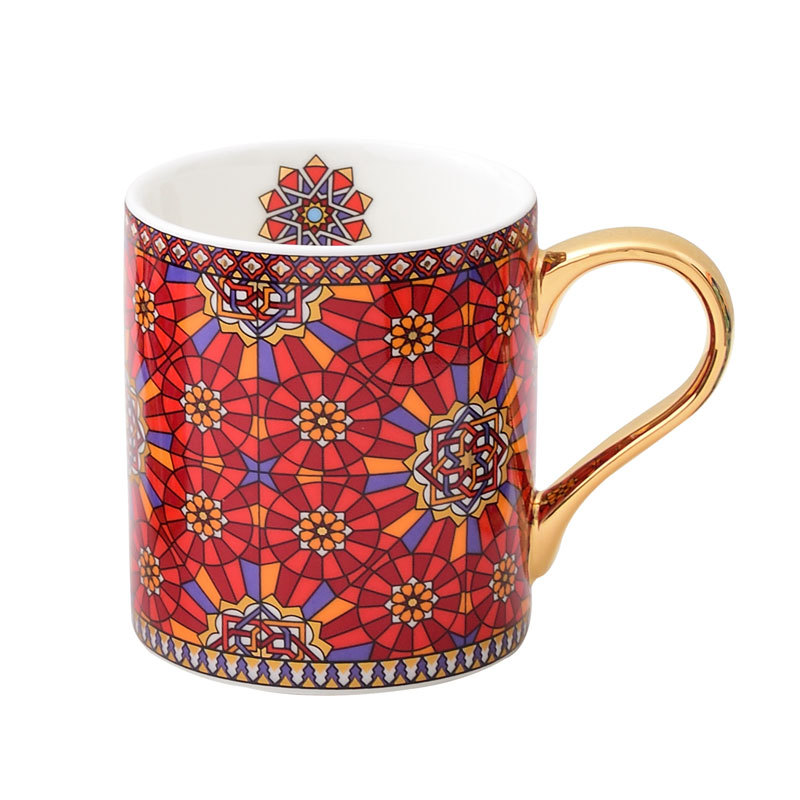 Moroccan Style Gold Outline Ceramics Coffee Mug Office Water Cup Home Breakfast Milk Cup Couple Creative Gift