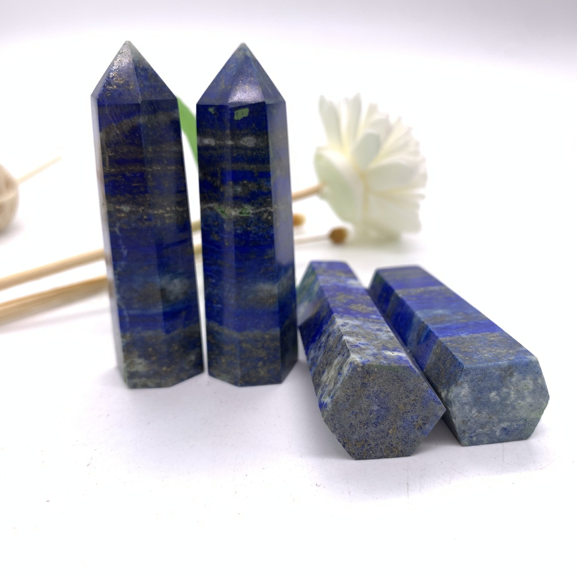 厂家批发天然水晶柱青金石水晶柱 六角棱 原石摆件特价产地批发