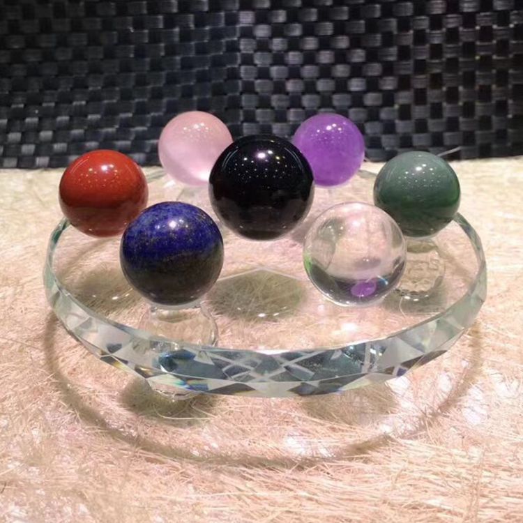 供应天然七彩水晶球七星阵摆件 居家风水摆件 东海水晶