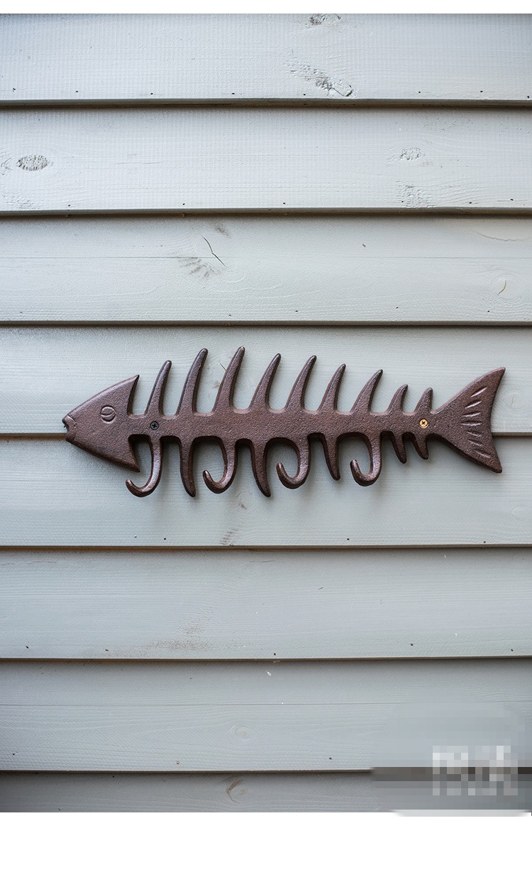 铸铁鱼骨造型挂钩墙钩花园庭院户外装饰个性杂货欧式乡村