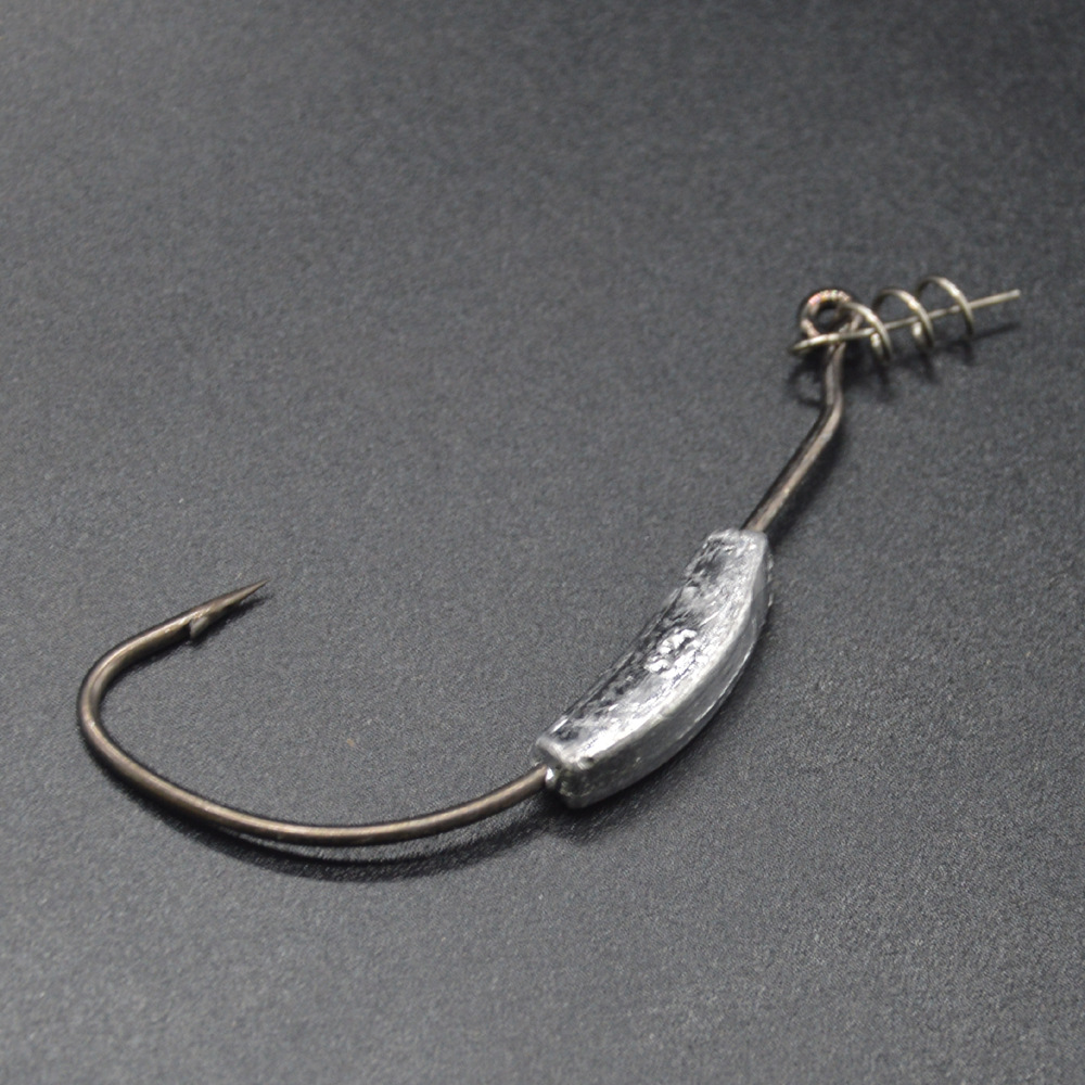 曲柄钩宽腹带铅柄钩 路亚鱼钩 海钓钩 软虫钩 加配重铅5个/袋