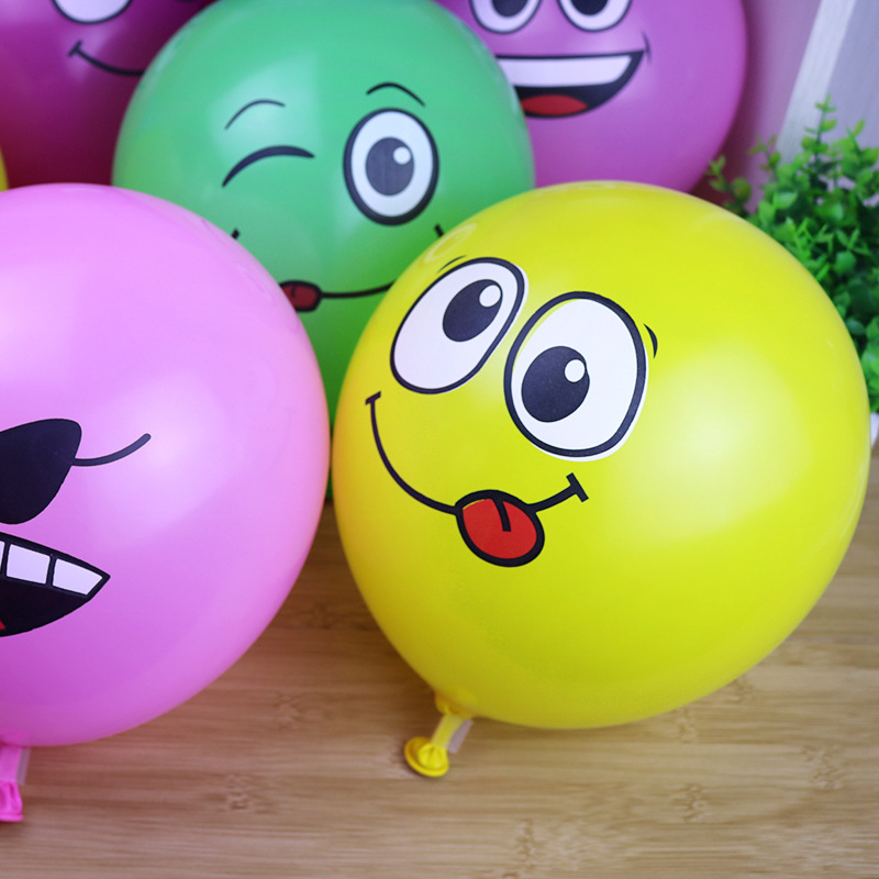 12寸加厚气球彩色表情包笑脸100个装儿童生日派对 2.8克卡通气球