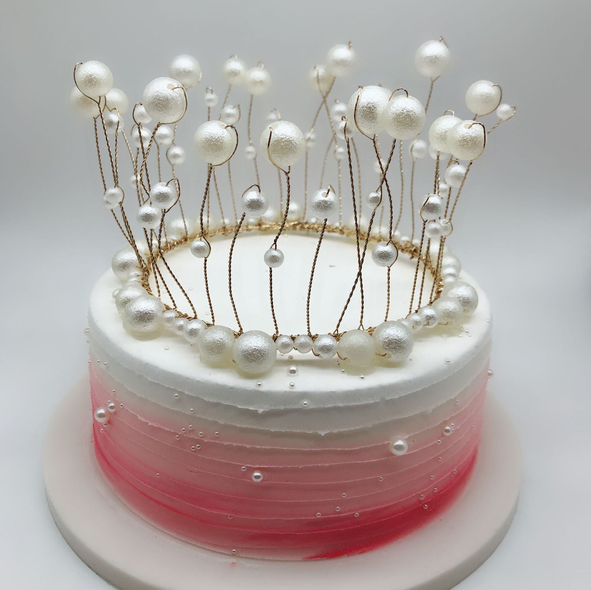 厂家直销蕾丝水晶生日烘焙王冠大圆儿童新娘女王头饰皇冠蛋糕装饰