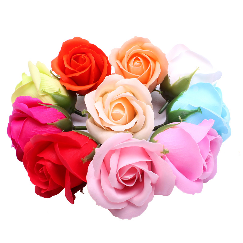 Three-Layer High Quality Artificial Red Rose Soap Flower Big Flower Head Wholesale Water Flower Valentine's Day 3-Layer Soap Flower with Base