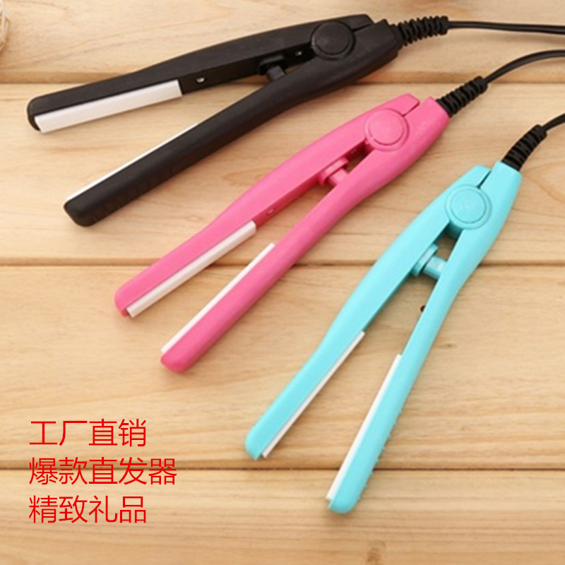 Mini Electric Hair Straightener Hair Curler and Straightener Dual-Use Air Bangs Hair Straightener Travel Hair Styling Iron Perm Corn Curler Waves Roll