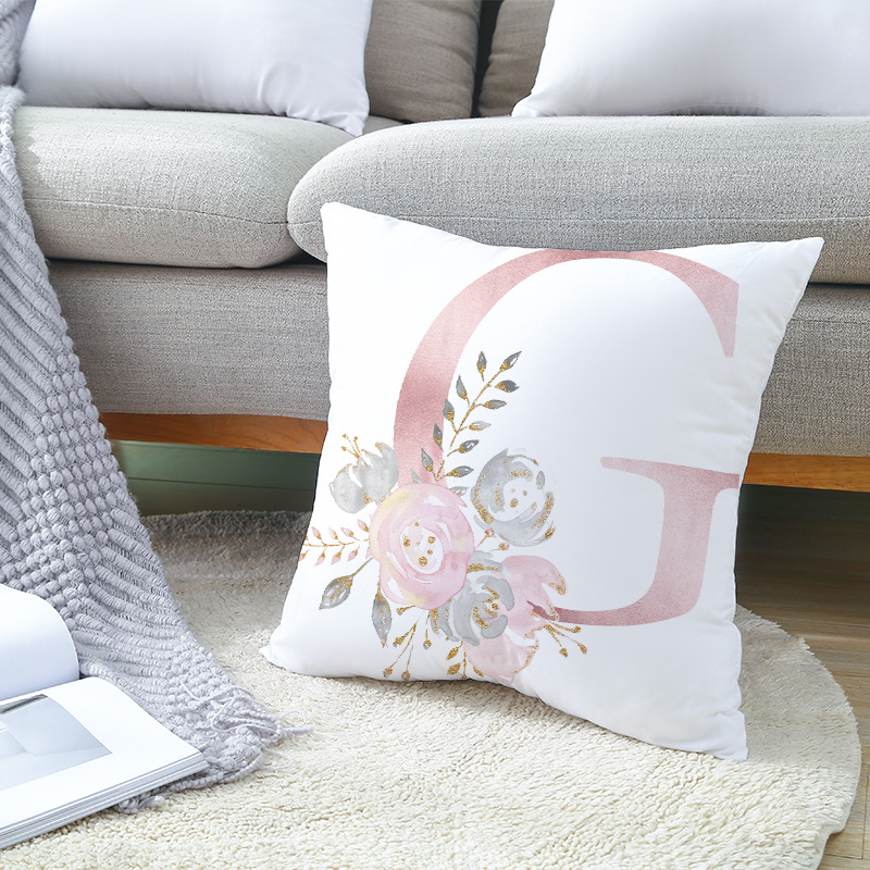 Cross-Border Pink Letters Sofa Pillow Cases Ins Nordic Style Throw Pillowcase Peach Skin Fabric Cushion Cover Shopee Home