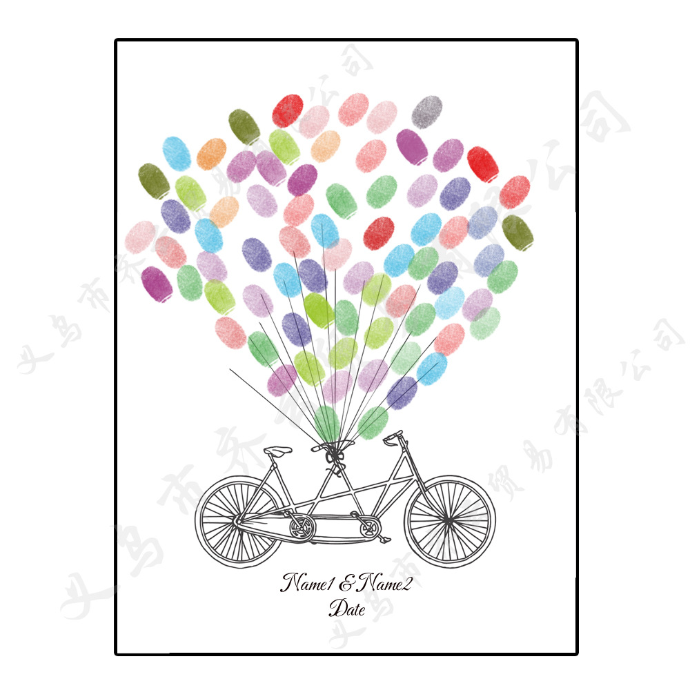 外贸热销 个性定制 复古自行车经典气球造型 指纹diy签到画 hk078