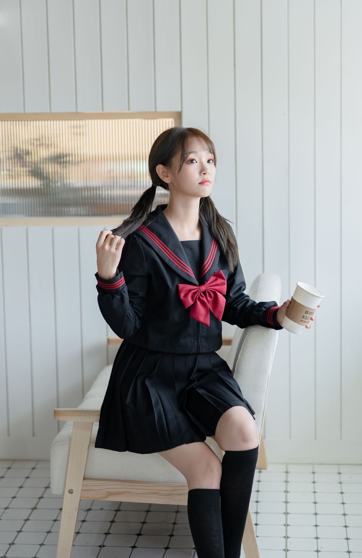 日系基础款 jk制服长袖水手服女学院风套装 不良少女暗黑