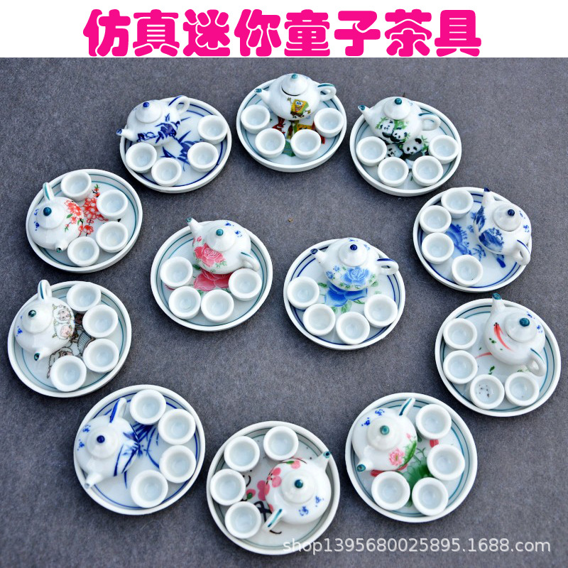 Children‘s Mini Simulation Tea Set Tourism Souvenir Ceramic Decoration Play House Toy Teacup Teapot Set