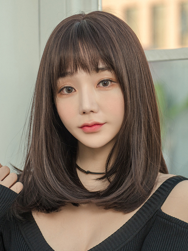 假发自然中长发长直发新式女全头套逼真空气梨花头东南亚网红发型