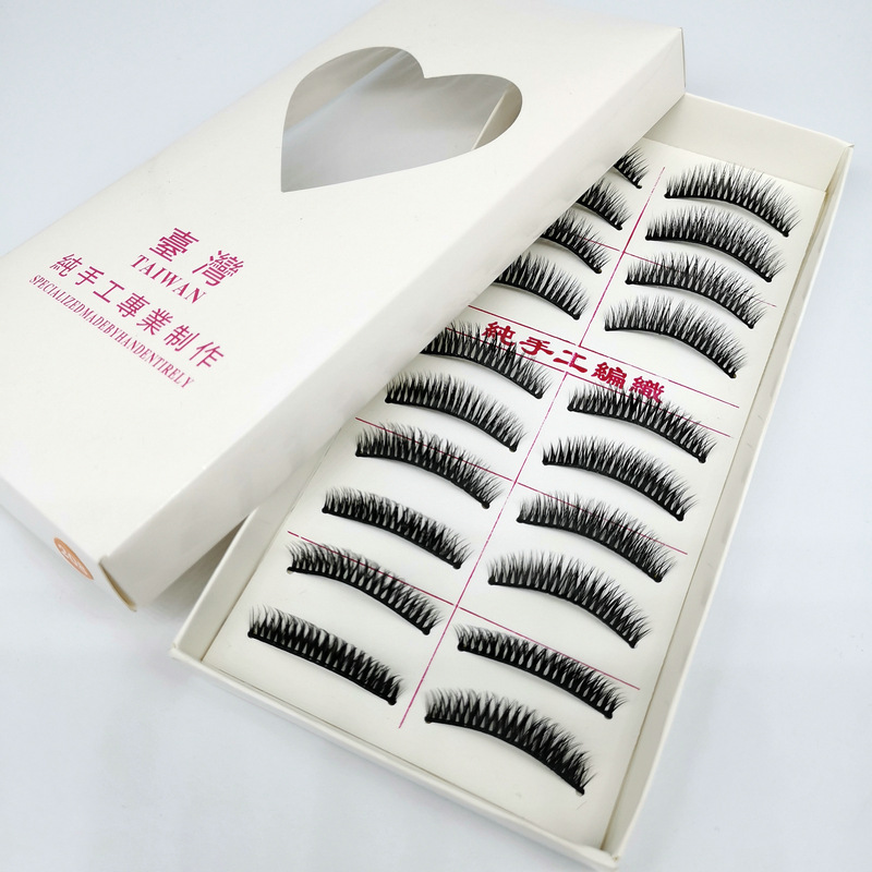 Taiwan Black Stem False Eyelashes 208# Cluster Natural Cross Hard Stem False Eyelashes 10 Pairs Factory Wholesale