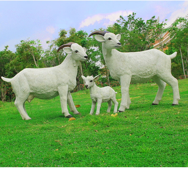 仿真动物假山羊模型户外草地园区玻璃钢雕塑园林景观小品绵羊摆件