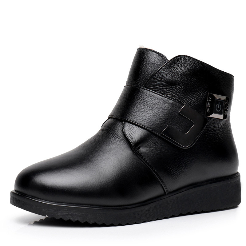 尼瓦蒂冬季加热鞋女户外充电发热鞋真皮电暖皮鞋加绒电热鞋b02