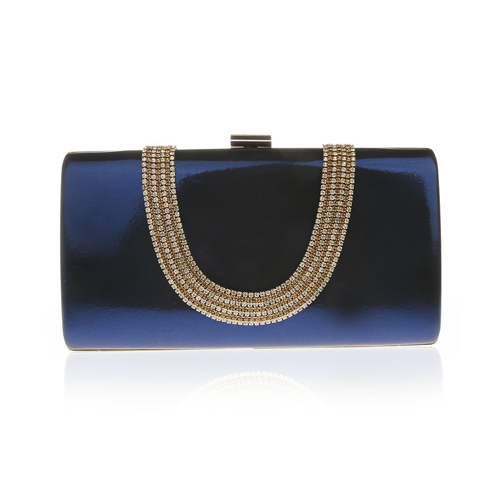 现货批发优雅长款u形水钻包简洁大气宴会手拿包好搭实用手包12030