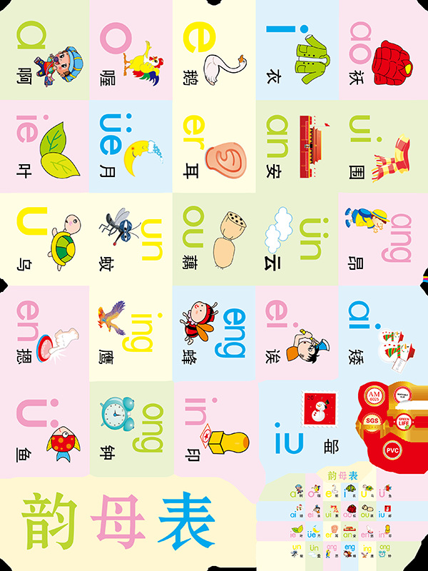 早教卡通动漫墙贴儿童房装饰拼音字母声母韵母表墙贴am6023-6026