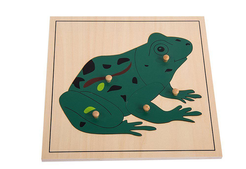 montessori蒙特梭利青蛙平面拼图幼儿园早教手抓嵌板animalpuzzle