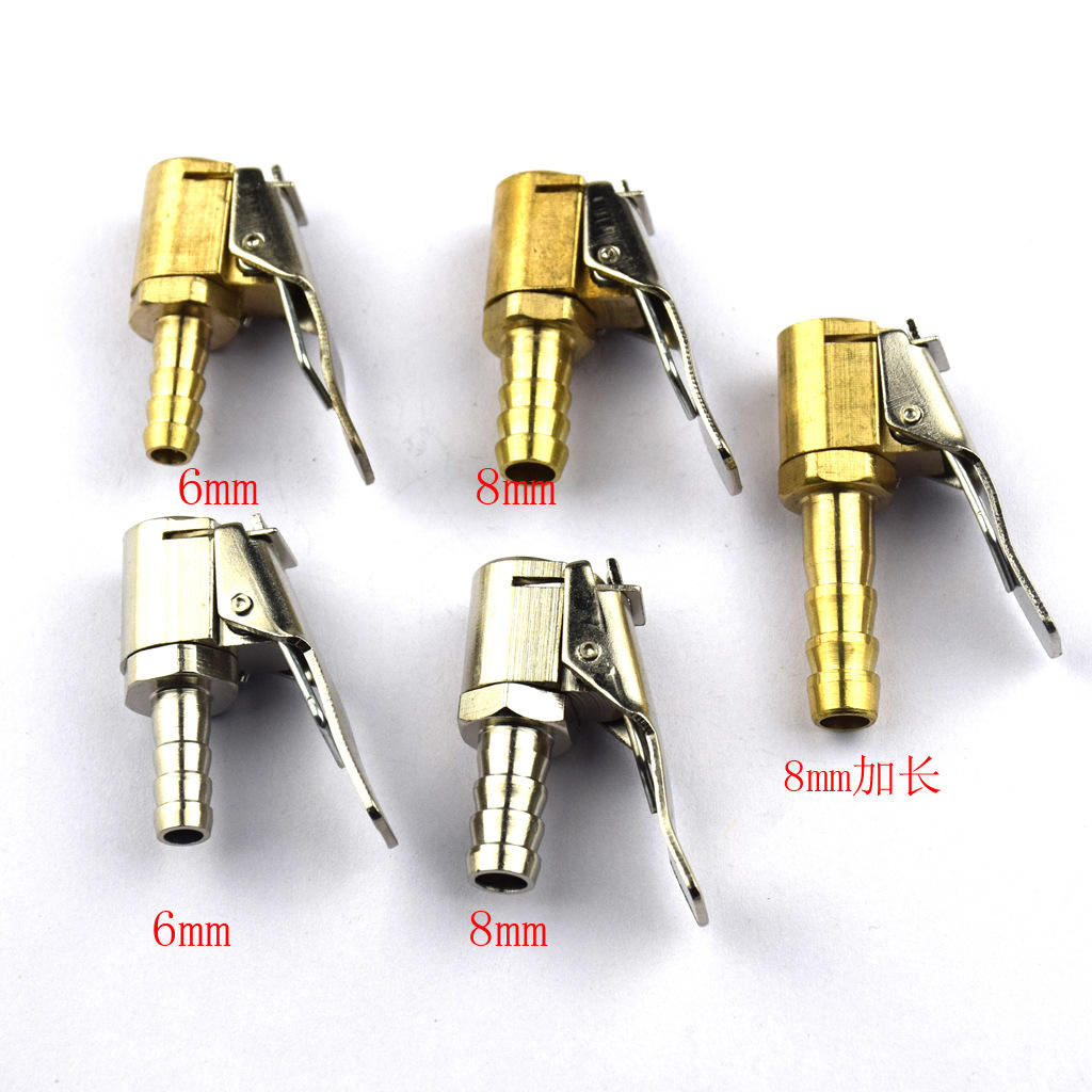 轮胎纯铜充气夹头 气动接头 泵转换接头 纯铜夹头式打气咀6mm 8mm