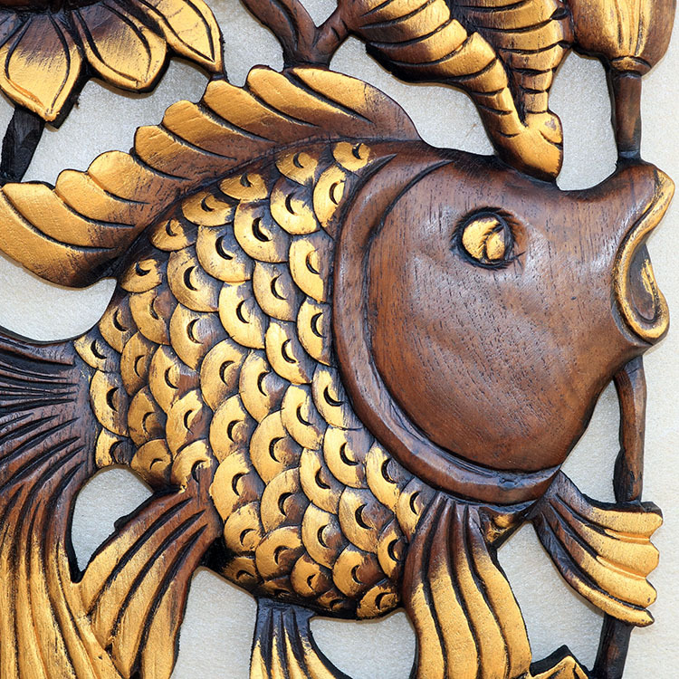 木雕金鱼图片手绘图片
