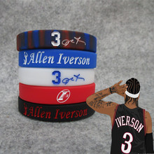 篮球球星76人队3号阿伦.艾弗森签名混色手环硅胶夜光运动腕带球迷