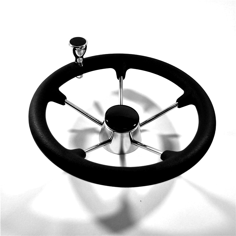 5寸尼龙发泡不锈钢方向盘舵轮 轮船游艇五金