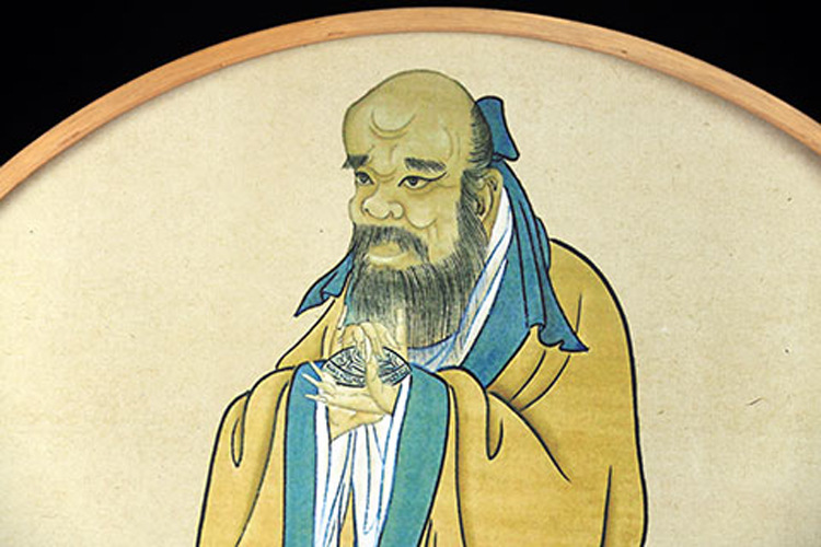 鬼谷子画像老子孔子画像国学挂画圆形镜框学校教室装饰画厂家定制