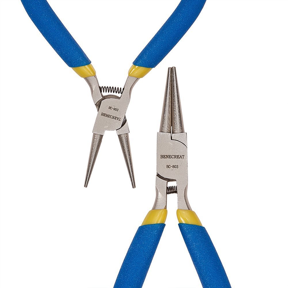 跨境新品蓝色圆嘴钳尖嘴钳珠宝饰品铁钳 diy手工制作饰品五金工具