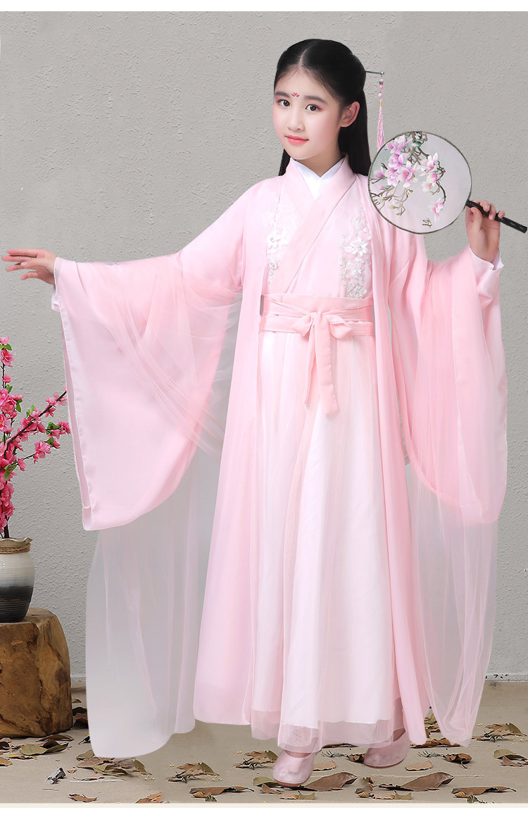 汉服儿童小孩古装仙女广袖流仙裙中国风古代公主轻纱古装古筝礼服
