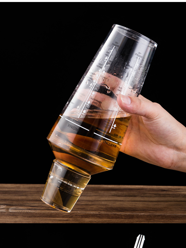 玻璃带刻度手摇调酒器雪克杯雪克壶摇酒壶鸡尾酒摇摇杯酒壶酒吧